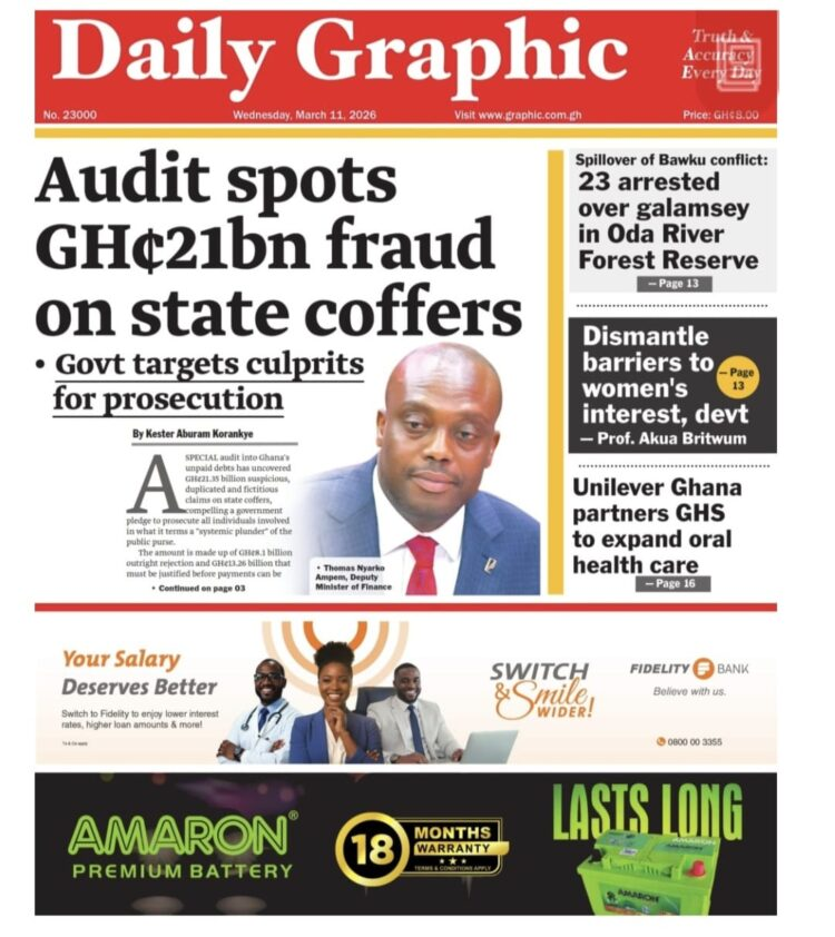 Today's Front Pages: Wednesday, March 11, 2026, Unveiled by Myjoyonline.com